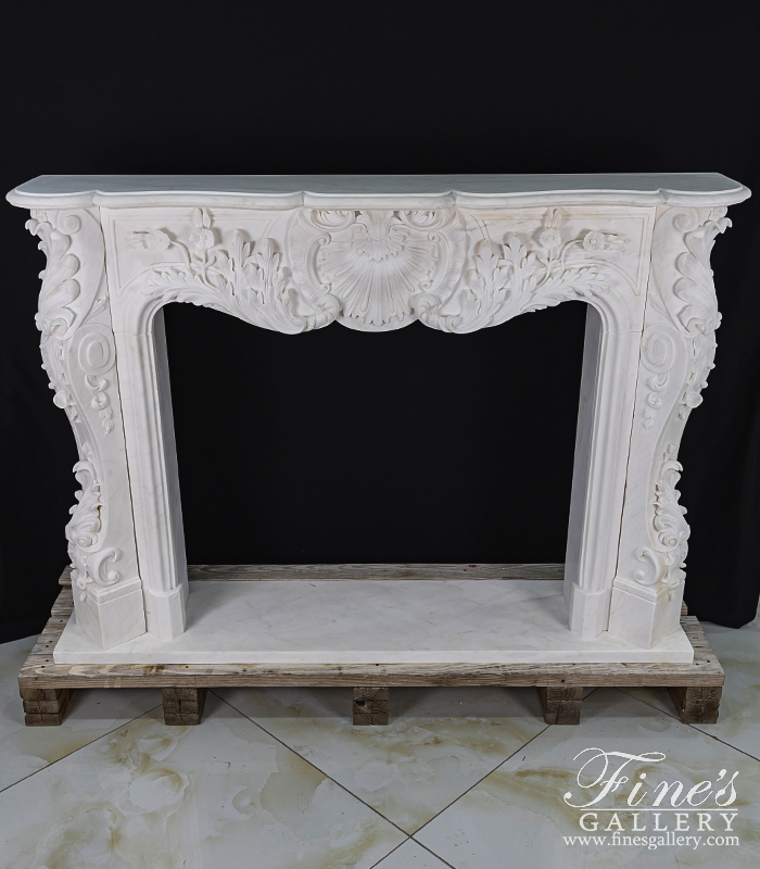 Marble Fireplaces  - French Versailles White French Marble Fireplace - MFP-114